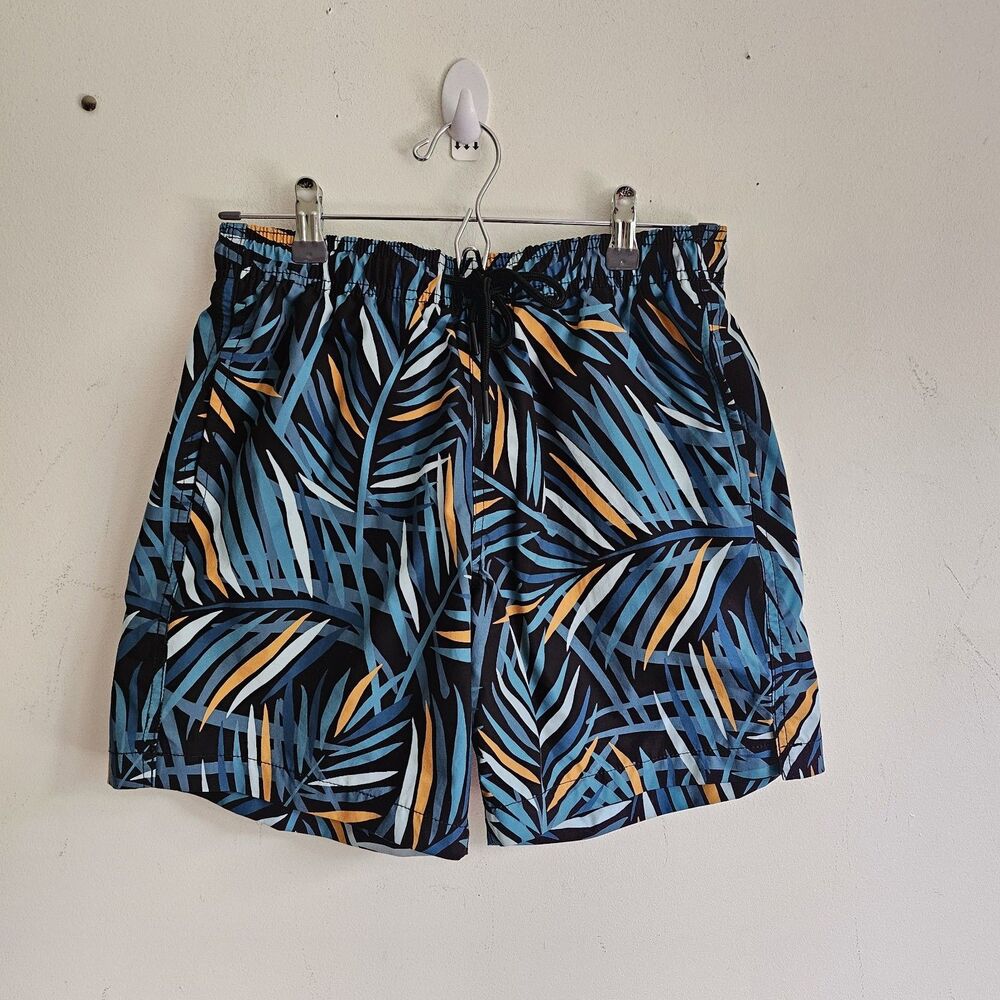 Express Men’s Swim Shorts – Size S – Multicolor Leaf Print – Lined Make a splash